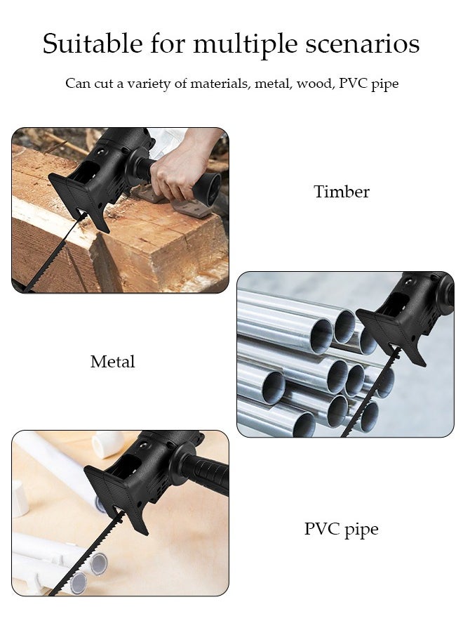 DUNISO Reciprocating Saw Adapter, Electric Drill To Reciprocating Saw Adapter With 3 Replaceable Saw Blades, Electric Drill Conversion Tool Electric Saw Converter For Wood, Metal, Plastic, Bone, Leather, Hand Drill To Electric Saw, Saber Saw To Reciprocating Saw Electric Woodworking Handheld Multi-Function Conversion Head  - Image 3