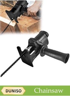 DUNISO Reciprocating Saw Adapter, Electric Drill To Reciprocating Saw Adapter With 3 Replaceable Saw Blades, Electric Drill Conversion Tool Electric Saw Converter For Wood, Metal, Plastic, Bone, Leather, Hand Drill To Electric Saw, Saber Saw To Reciprocating Saw Electric Woodworking Handheld Multi-Function Conversion Head  - Image 1