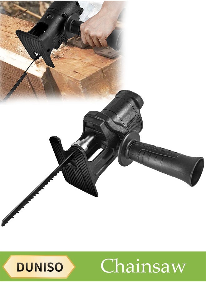 DUNISO Reciprocating Saw Adapter, Electric Drill To Reciprocating Saw Adapter With 3 Replaceable Saw Blades, Electric Drill Conversion Tool Electric Saw Converter For Wood, Metal, Plastic, Bone, Leather, Hand Drill To Electric Saw, Saber Saw To Reciprocating Saw Electric Woodworking Handheld Multi-Function Conversion Head  - Image 1