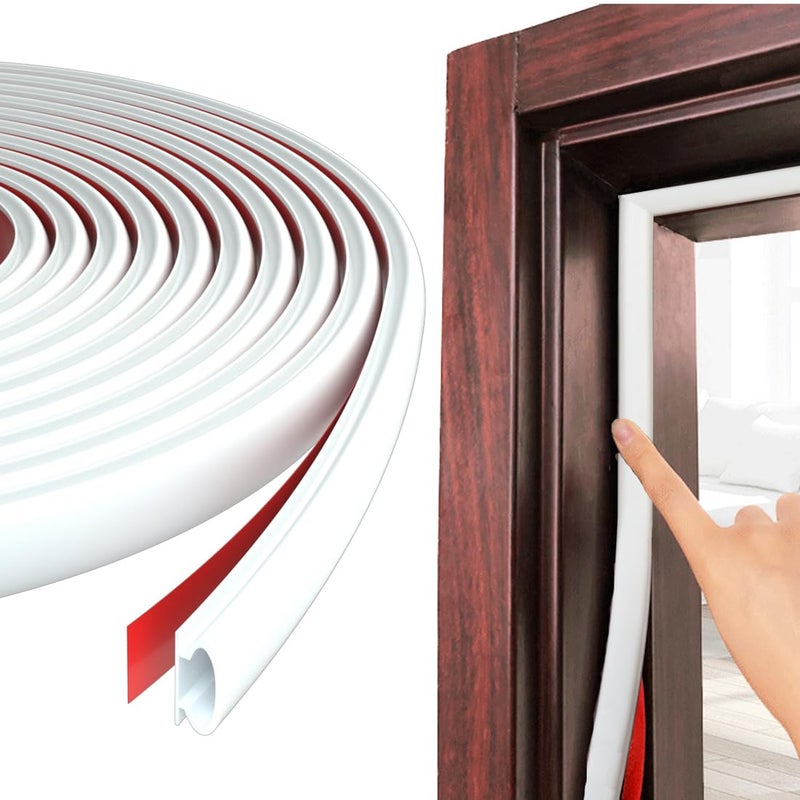 ESUFEIR 197Feet Door Weather Stripping Door Seal StripSelfAdhesive Rubber Door Insulation Weather Strip for Windows and Doors SoundproofingWeatherstripping for Doors Frame Gap BlockerWhite