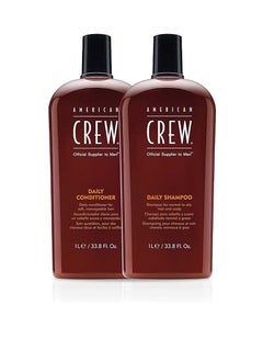 Men's Shampoo and Conditioner Set by American Crew, Daily Moisturizing Set, 33.8 Fl Oz Each