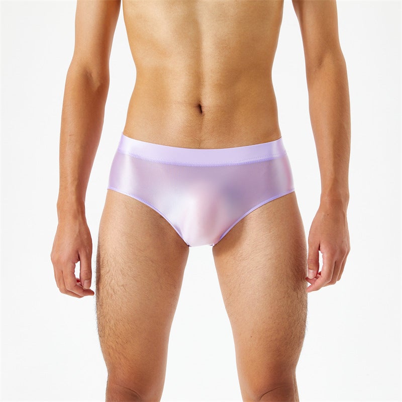 Crotch Seamless One-Piece Oil Bright Gloss Silky High Elastic Large Size Men'S And Women'S Briefs Underwear Transparent 7056 - Image 1