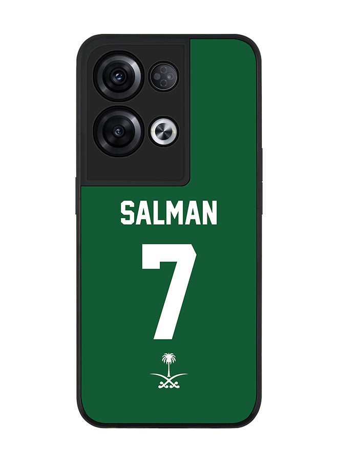 Stylizedd Rugged Black edge case for Oppo Reno8 Pro Slim fit Soft Case Flexible Rubber Edges Anti Drop TPU Gel Thin Cover - Football Team - Saudi Arabia Player Name - Salman - Image 1