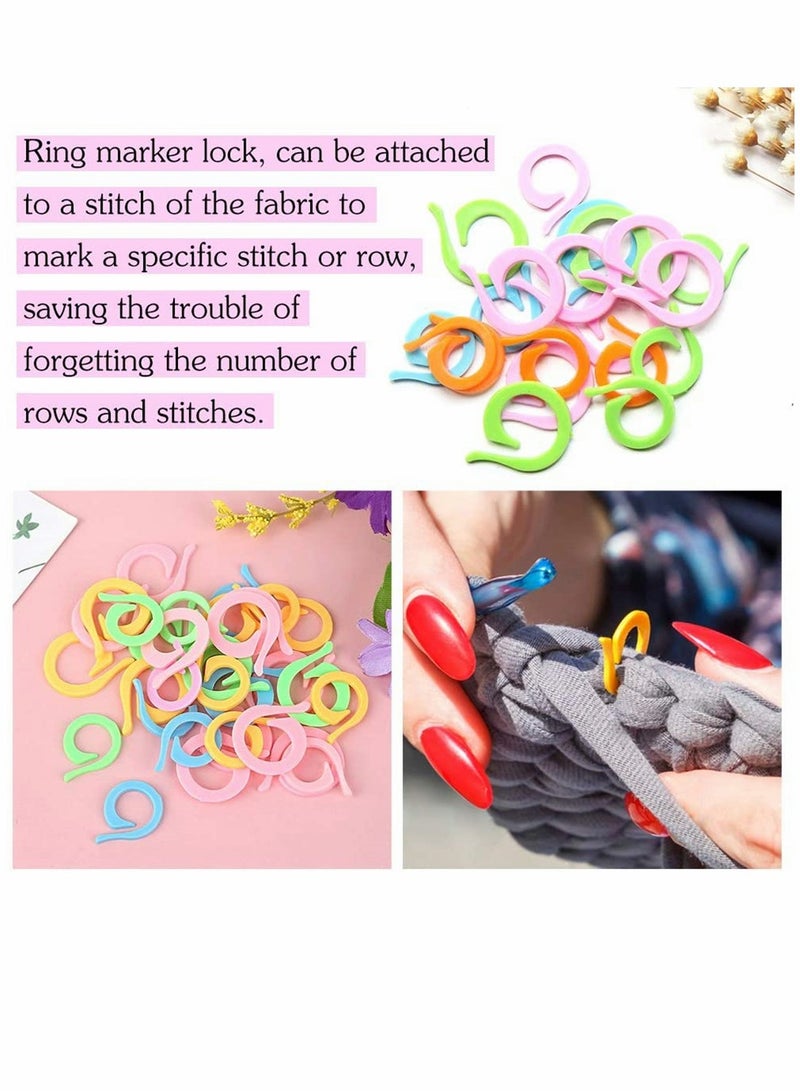 KASTWAVE Knitting Tools Accessories, Crochet Marker Kit with Large Eye Plastic Needles, Stitch Marker Ring, Crochet Clips, U Shape Needles, Plastic Bow Shape Needles for Beginner, 53 Pcs - Image 5