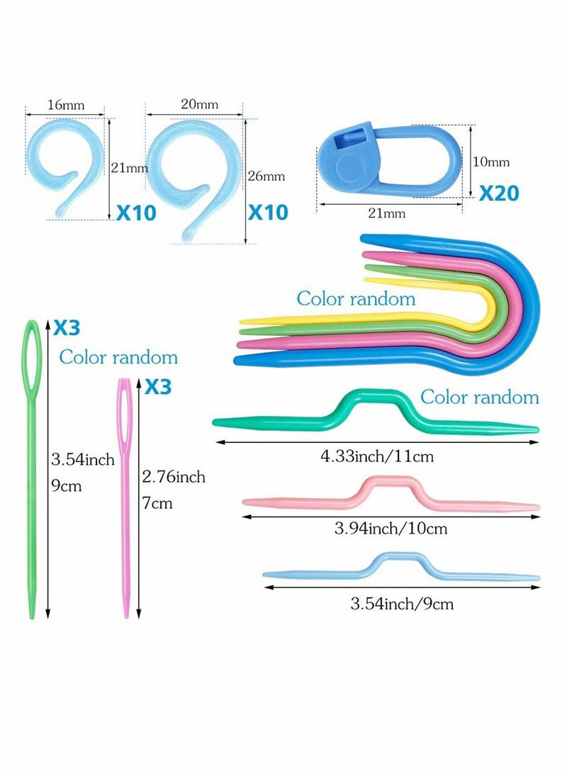KASTWAVE Knitting Tools Accessories, Crochet Marker Kit with Large Eye Plastic Needles, Stitch Marker Ring, Crochet Clips, U Shape Needles, Plastic Bow Shape Needles for Beginner, 53 Pcs - Image 2