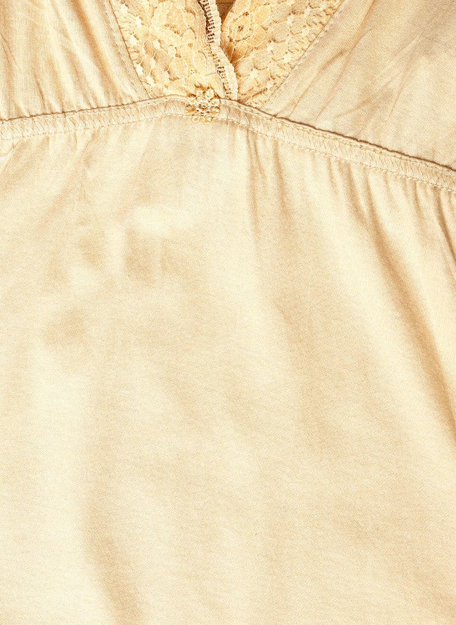 Red Rose Women Beige Maxi Nightdress with Lace Detail - Image 5