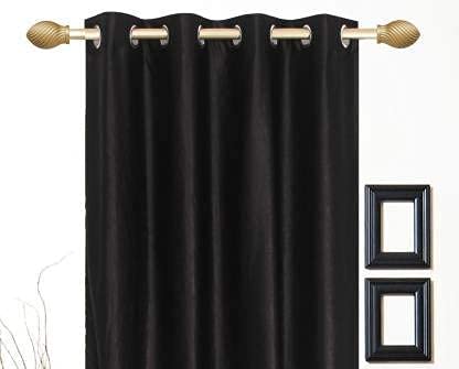 Parda Sansar Polyster Solid Long Crush Plain Window Curtains 5 Feet BlackSet Of 2 LightFiltering - Image 2
