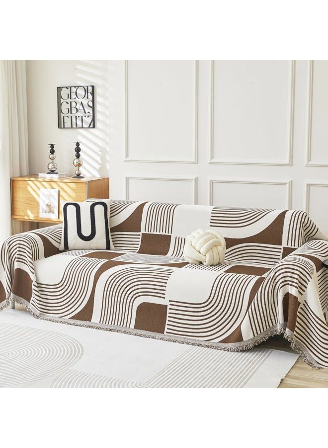 WEYOND Boho Couch Cover Pet Friendly, Bohemian Sofa Cover, Reversible Chenille Sofa Slipcover Geometric Pattern for Sectional Sofa, Loveseat, 3 Seater, Futon Cover (71" X 118", Coffee) - Image 1