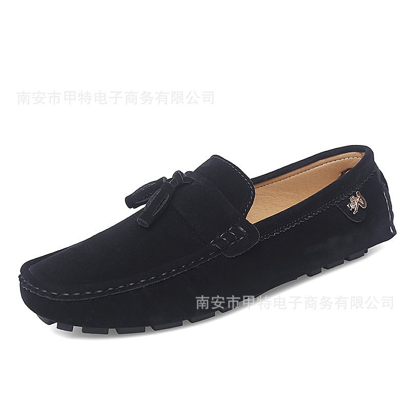 Couple Style Suede Leather Tassel Slip-On Shoes, Lightweight Slip-On Loafers, Large Size Casual Men'S Shoes - Image 1