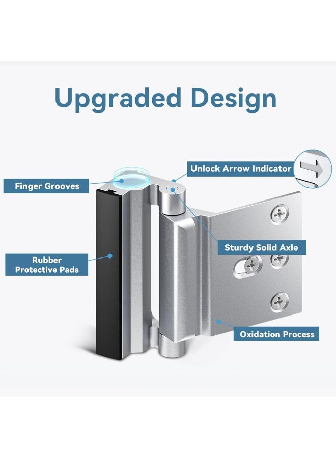 2-Pack Door Security Bolt – Upgraded Safety Groove, Withstands 800 lbs, Aluminum Alloy Anti-Theft Latch, Smooth Silent Opening with Anti-Collision Rubber, Door Bolt Lock Hinge - Image 4