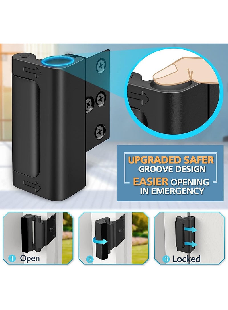 2-Pack Door Security Bolt – Upgraded Safety Groove, Withstands 800 lbs, Aluminum Alloy Anti-Theft Latch, Smooth Silent Opening with Anti-Collision Rubber, Door Bolt Lock Hinge - Image 5