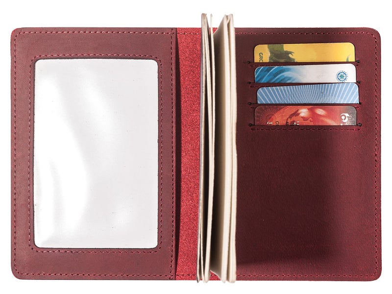AGBIADD RFID-Blocking Genuine Leather Passport Holder - Travel Document Organizer Wallet for Men & Women, Durable Slim Travel Accessories with Card Slots (Wine Red) - Image 4