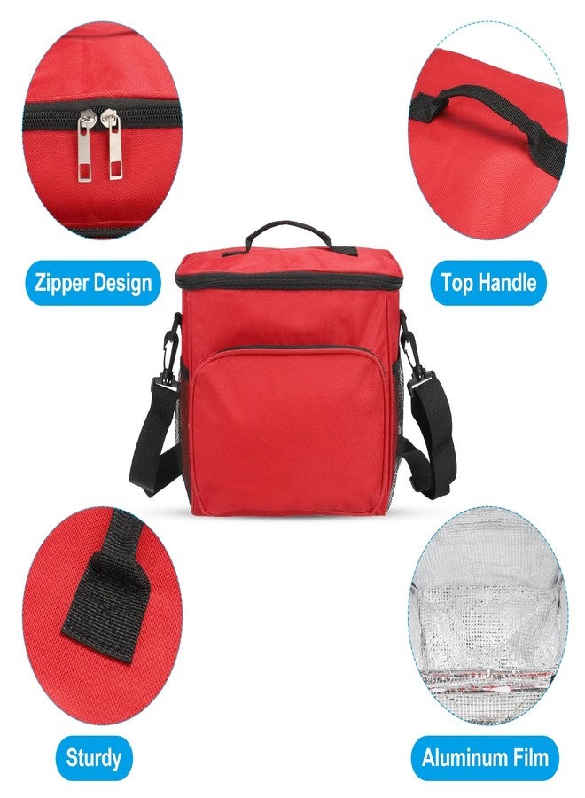 باتيكيل صندوق غداء باتيكيل للنساء/الرجال، حقيبة غداء معزولة ومبردة، حقيبة حمل حرارية، حاوية غداء قابلة لإعادة الاستخدام، 9.4 × 6.7 × 10.2 بوصة، للعمل والنزهات والأنشطة الخارجية، أحمر - Image 3