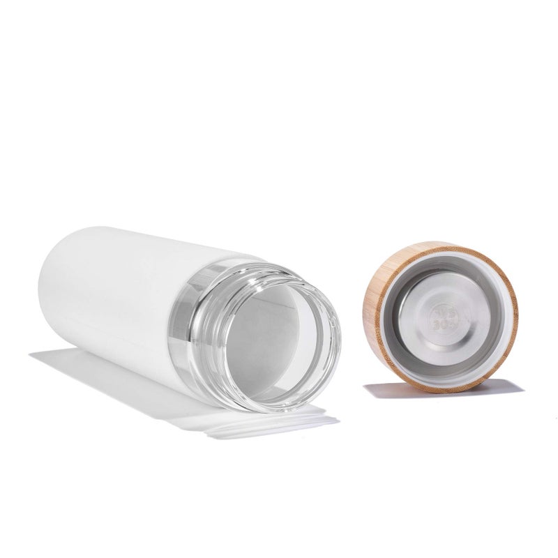 Yomious زجاجة ماء يوميوس 20 أونصة من زجاج البورسليكات مع غطاء من الخيزران وغطاء سيليكون - قابلة لإعادة الاستخدام خالية من BPA - زجاجة شرب زجاجية مع أغطية - زجاجة زجاجية لطيفة للنساء - زجاجة خلط زجاجية مع فرشاة - Image 4