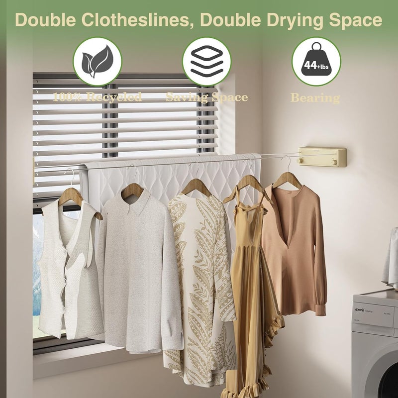 Danpoo Danpro Retractable Clothesline, 2x13.8ft Designer Drying Line for Luxury Bedroom/Closet, Seamless Blending with Modern Interiors(Gold) - Image 2