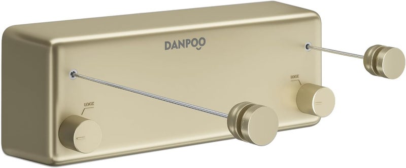 Danpoo Danpro Retractable Clothesline, 2x13.8ft Designer Drying Line for Luxury Bedroom/Closet, Seamless Blending with Modern Interiors(Gold) - Image 1