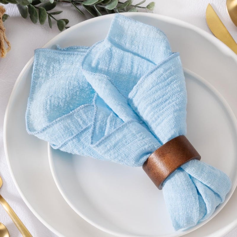MLMW Light Blue Cloth Napkins Set of 6 Summer Linen Sky Dinner Napkins Cloth Bulk Washable 165165 for Wedding Party Baby Bridal Shower Birthday Table Decorations - Image 1