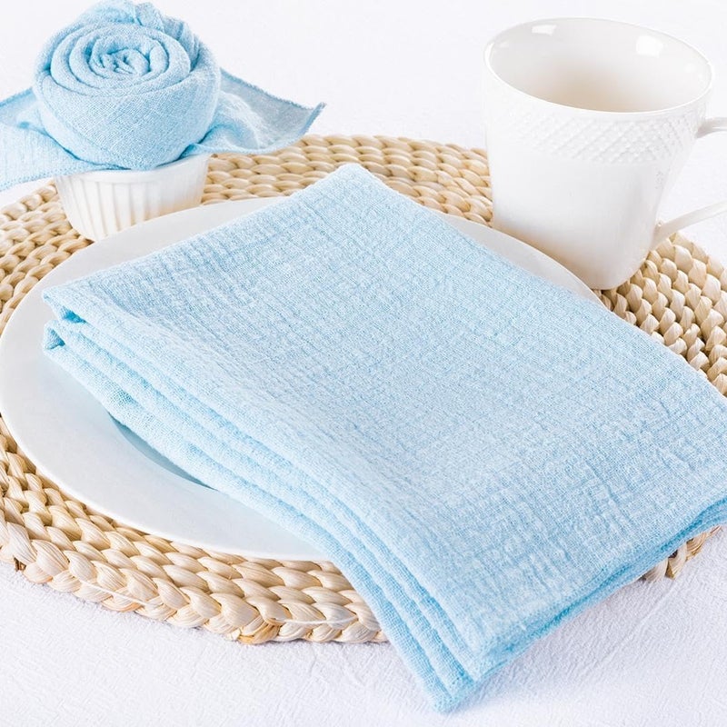 MLMW Light Blue Cloth Napkins Set of 6 Summer Linen Sky Dinner Napkins Cloth Bulk Washable 165165 for Wedding Party Baby Bridal Shower Birthday Table Decorations - Image 5