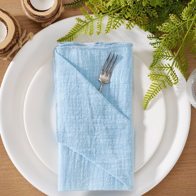MLMW Light Blue Cloth Napkins Set of 6 Summer Linen Sky Dinner Napkins Cloth Bulk Washable 165165 for Wedding Party Baby Bridal Shower Birthday Table Decorations - Image 2