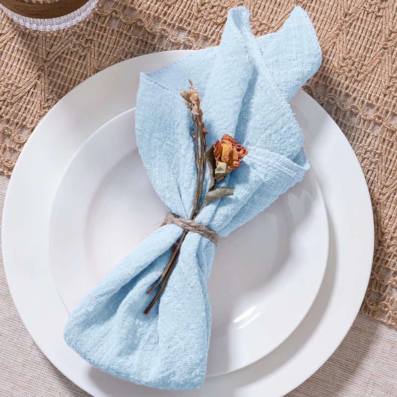 MLMW Light Blue Cloth Napkins Set of 6 Summer Linen Sky Dinner Napkins Cloth Bulk Washable 165165 for Wedding Party Baby Bridal Shower Birthday Table Decorations - Image 4