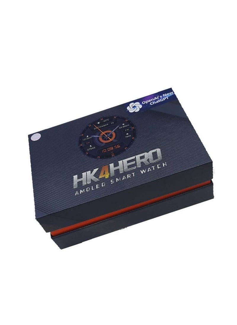 HK4 Hero AMOLED Smart Watch Men LTPO Screen 2.5D Amplitude 1.5 Inch GPS Trajectory Chat GPT APP Compass NFC Bluetooth Call 46mm Wireless Charger Gold