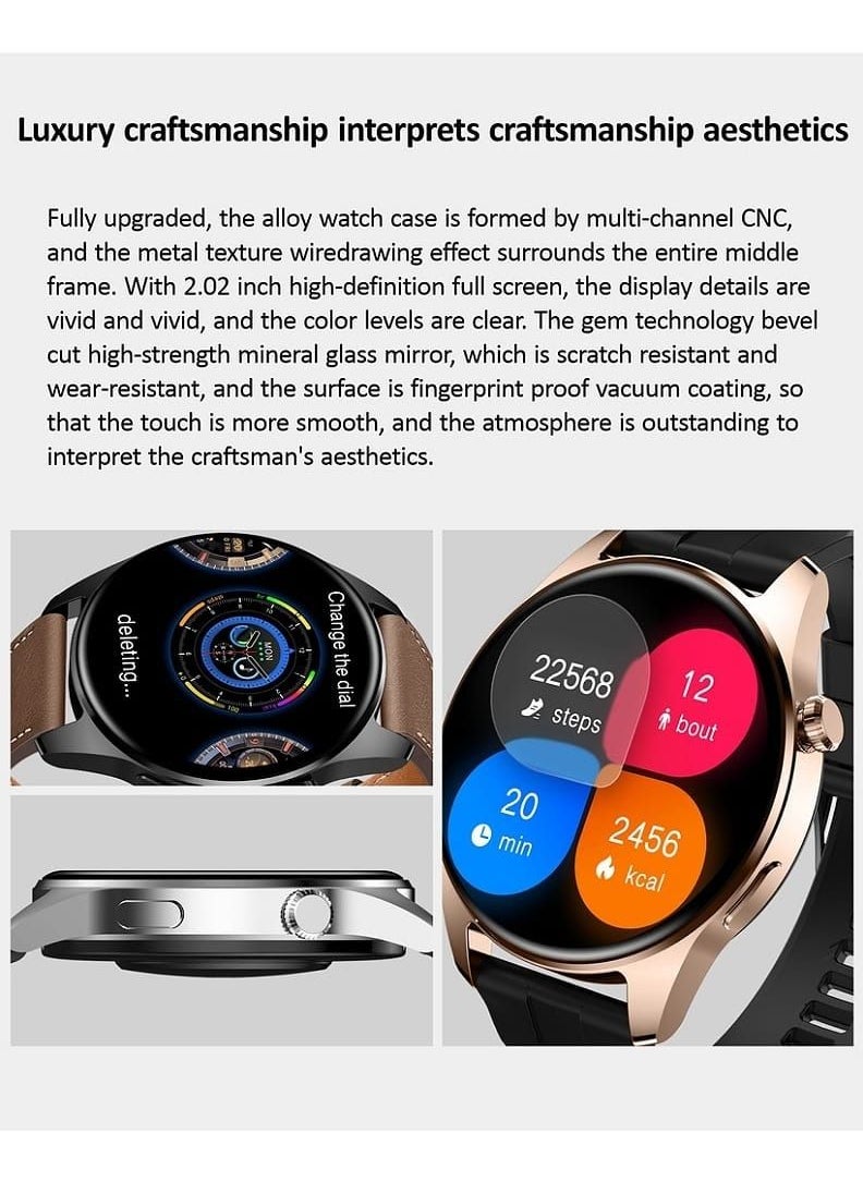 HK4 Hero AMOLED Smart Watch Men LTPO Screen 2.5D Amplitude 1.5 Inch GPS Trajectory Chat GPT APP Compass NFC Bluetooth Call 46mm Wireless Charger Gold