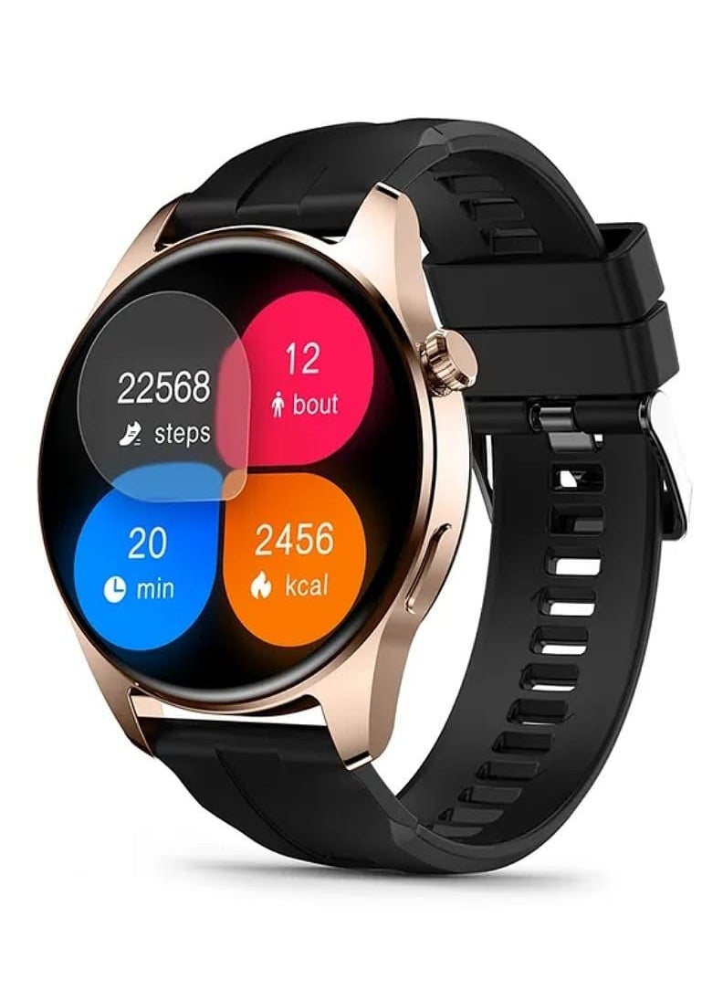 HK4 Hero AMOLED Smart Watch Men LTPO Screen 2.5D Amplitude 1.5 Inch GPS Trajectory Chat GPT APP Compass NFC Bluetooth Call 46mm Wireless Charger Gold