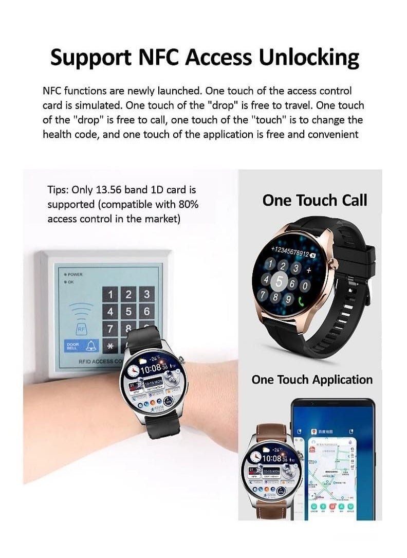 HK4 Hero AMOLED Smart Watch Men LTPO Screen 2.5D Amplitude 1.5 Inch GPS Trajectory Chat GPT APP Compass NFC Bluetooth Call 46mm Wireless Charger Gold