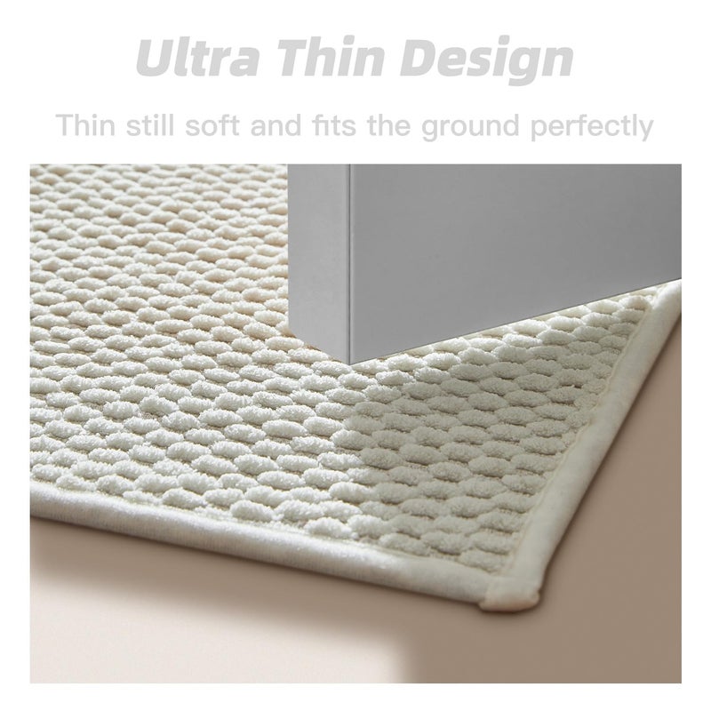 BULULOM Chenille Bathroom Rugs- Non Slip  Absorbent  Quick Dry  Thin  Washable Bath Mat Carpet Bath Rugs for Bathroom Floor  Shower  Sink  Vanity Beige 20""*30"" - Image 4