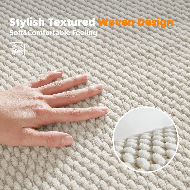 BULULOM Chenille Bathroom Rugs- Non Slip  Absorbent  Quick Dry  Thin  Washable Bath Mat Carpet Bath Rugs for Bathroom Floor  Shower  Sink  Vanity Beige 20""*30"" - Image 1