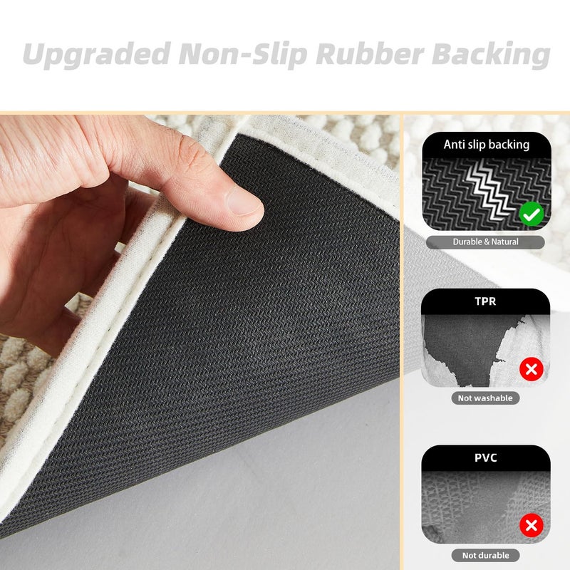 BULULOM Chenille Bathroom Rugs- Non Slip  Absorbent  Quick Dry  Thin  Washable Bath Mat Carpet Bath Rugs for Bathroom Floor  Shower  Sink  Vanity Beige 20""*30"" - Image 3