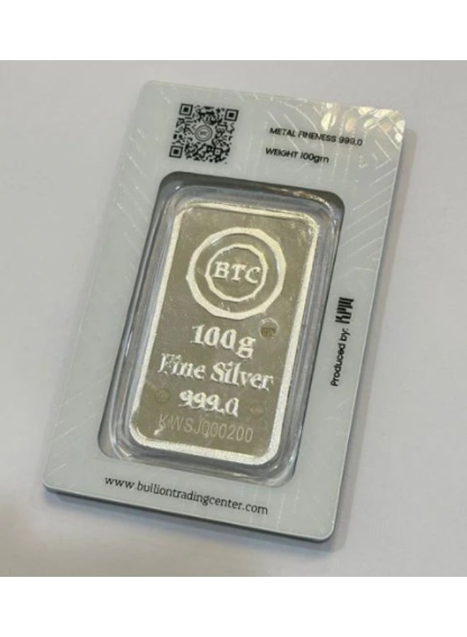 BTC 0.999 Fine Silver Bar 100 Grams BTC - Image 3