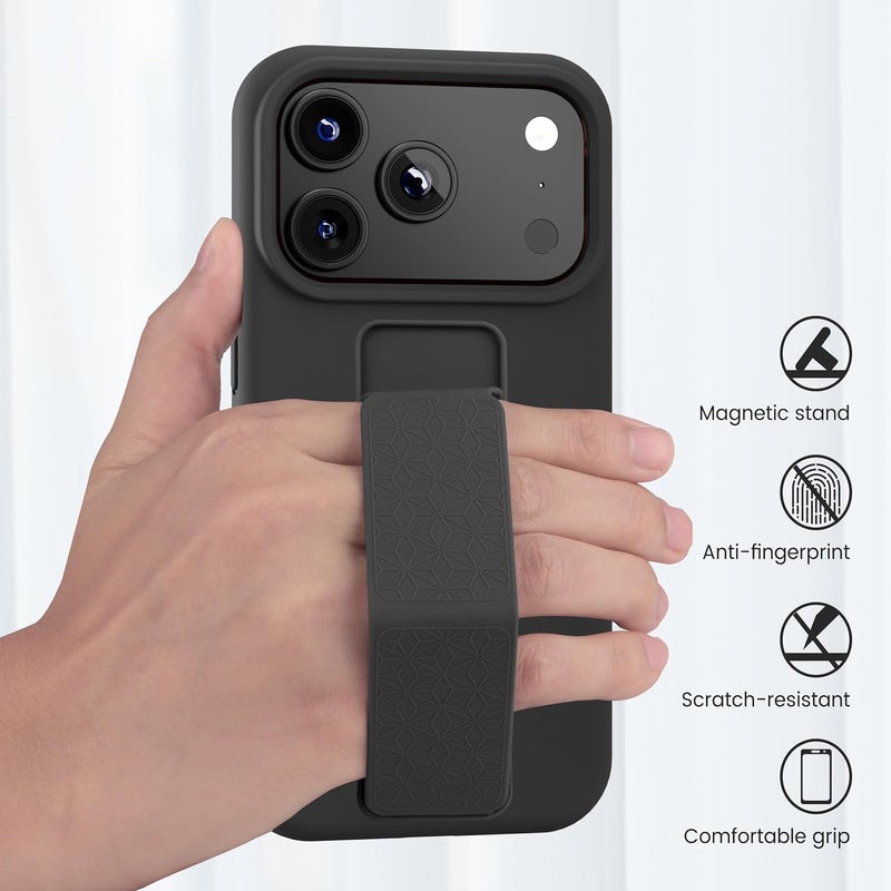 بورتوني حافظة iPhone 17 Pro، غطاء حامل إصبع مع حامل قابل للطي، حافظة سيليكون ناعمة متعددة الحوامل مغناطيسية للسيارة لهاتف iPhone 17 Pro مقاس 6.3 بوصة (أسود، iPhone 17 Pro) - Image 5