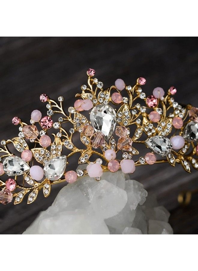 SWEETV Jeweled Wedding Tiaras And Crowns For Women Metal Princess Tiara Queen Crown For Bride Bridal Headpieces For Birthday Quinceanera Pageant Prom Pink  - Image 5