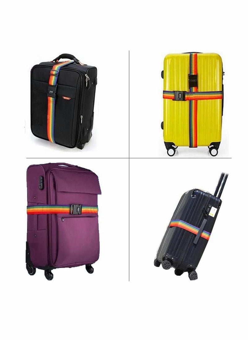 Luggage Straps, Adjustable Luggage Straps with Combination Lock and Luggage Tag Slot, Suitcase Belts for Travel