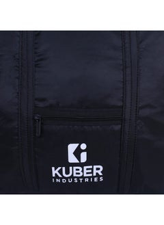 Kuber Industries Kuber Industries Shopping Bag|Folding Travel Bag|Polyester Shopping Bag for Grocery|Carrying Bag With Front Small Pocket (Black)  - Image 5