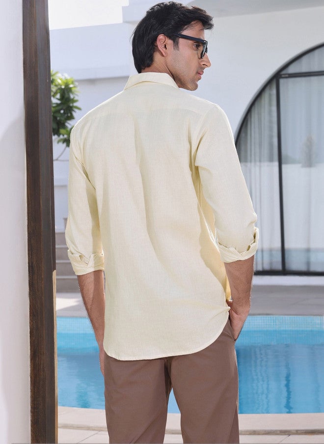 Zeyo Men Relaxed Casual Shirt in Beige - Image 5