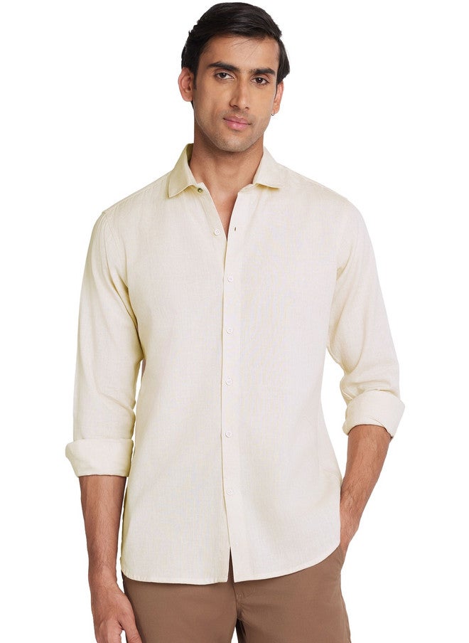 Zeyo Men Relaxed Casual Shirt in Beige - Image 1