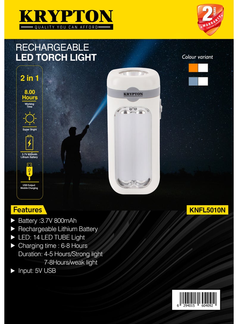 KRYPTON مصباح كريبتون القابل لإعادة الشحن LED KNFL5010 – 14 أنبوب LED، طويل الأمد، مصباح يدوي أبيض محمول للاستخدام الداخلي والخارجي - Image 5