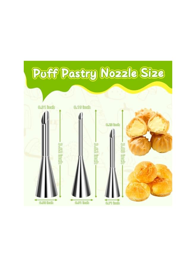 S-TOP Cream Piping Tips, Stainless Steel Long Cream Puff Nozzle Decor Small Pastry Icing Piping Decorating Tools (3 Pieces) - Image 4