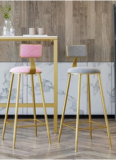 Generic 2PCS Bar Stool Bar Chair High Stool Casual Counter Stools Bar Chairs Modern Dining Chair with Back and Footrest for Home Restaurant and Pub(Grey)  - Image 3