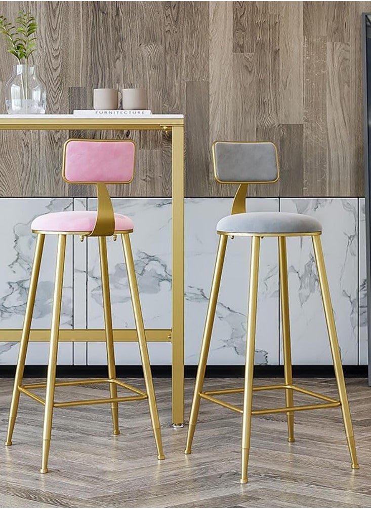 Generic 2PCS Bar Stool Bar Chair High Stool Casual Counter Stools Bar Chairs Modern Dining Chair with Back and Footrest for Home Restaurant and Pub(Grey)  - Image 3