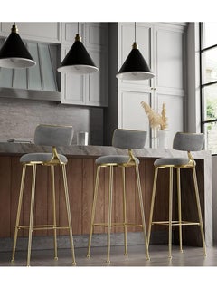 Generic 2PCS Bar Stool Bar Chair High Stool Casual Counter Stools Bar Chairs Modern Dining Chair with Back and Footrest for Home Restaurant and Pub(Grey)  - Image 4