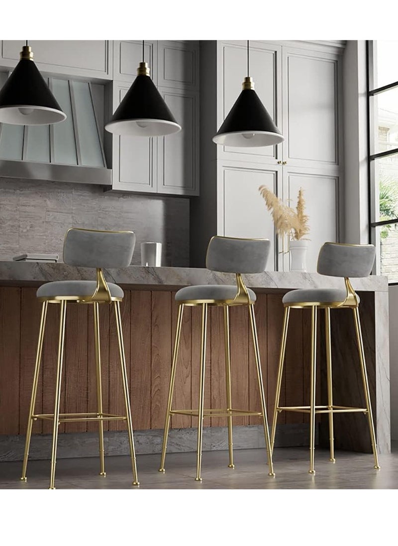 Generic 2PCS Bar Stool Bar Chair High Stool Casual Counter Stools Bar Chairs Modern Dining Chair with Back and Footrest for Home Restaurant and Pub(Grey)  - Image 4