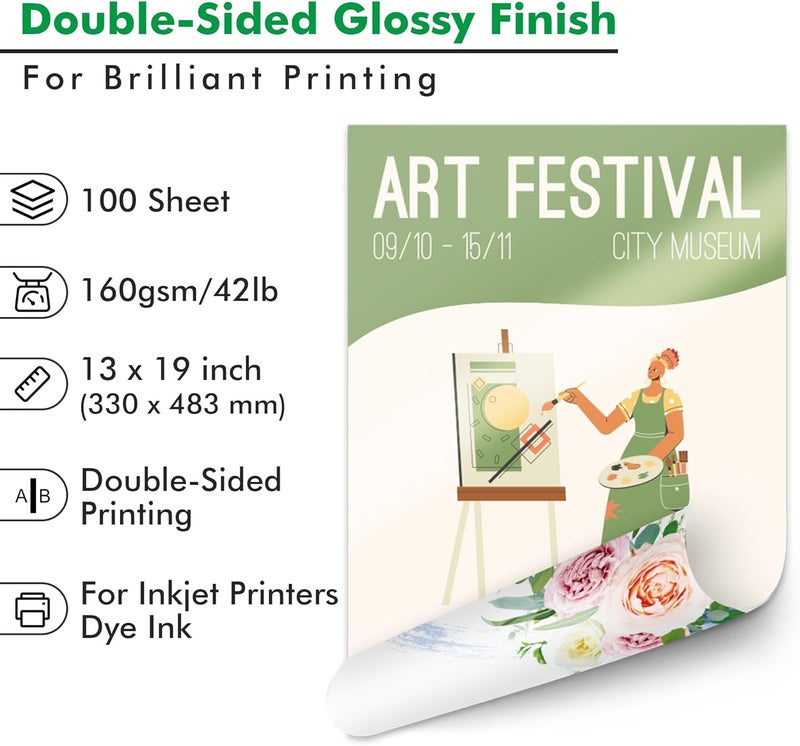 KOALA PAPER Koala Brochure Paper Double Side Glossy for Printing Photo 13X19 Inches 100 Sheets Compatible with Inkjet Printer 42LB - Image 2