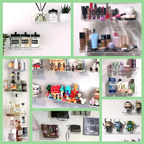 NIYANETAIL DIY 2 PCS 6" Acrylic Floating Shelves – Clear Wall Display Shelves for Lego, Plants, Perfumes, Books – 5mm Thick Wall-Mounted Acrylic Shelf Set for Bedroom, Living Room & Office (12 Inches) - Image 5