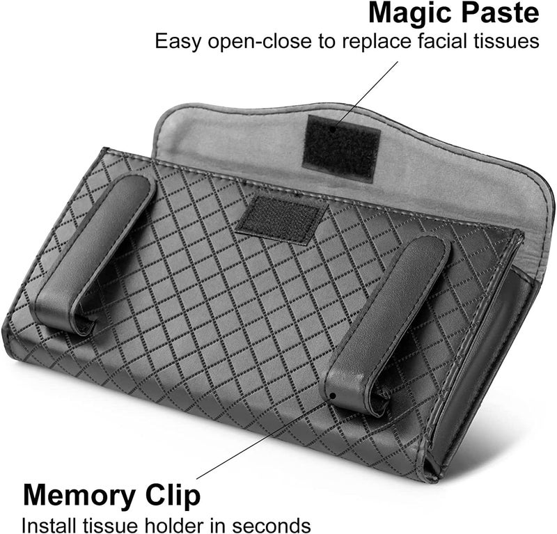 SARTE Car Tissue Paper Holder, Sun Visor Napkin Holder, Car Visor Tissue Holder, Tissue Box Holder for Car (Black) - Image 3
