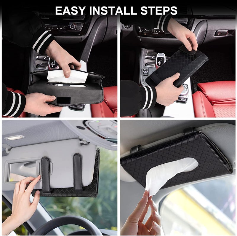 SARTE Car Tissue Paper Holder, Sun Visor Napkin Holder, Car Visor Tissue Holder, Tissue Box Holder for Car (Black) - Image 4