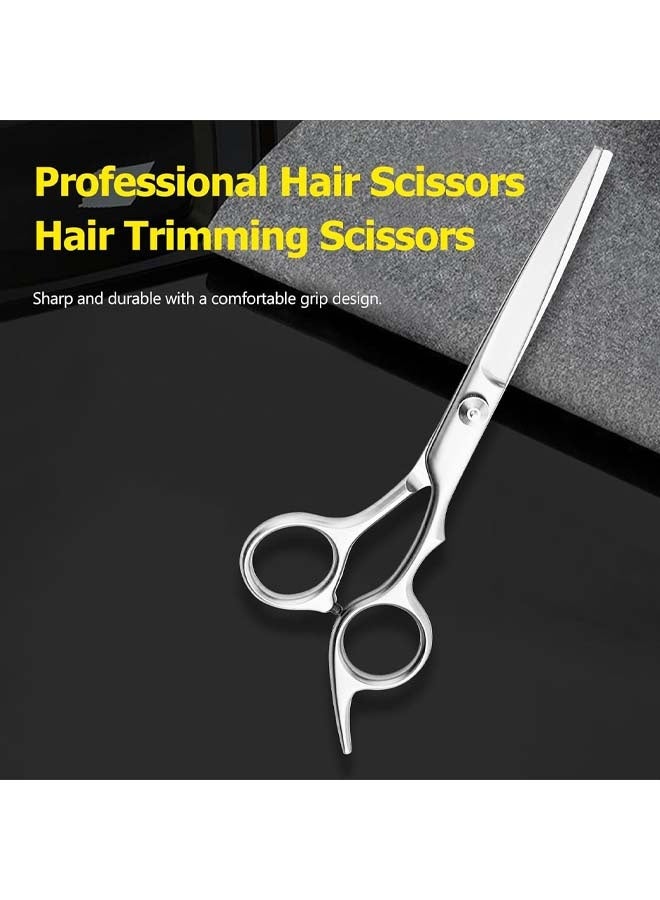 2PCS  Professional Straight Hair Cutting Scissors Stainless Steel Sharp Shears for Salon and Home Use, Comfortable Grip for Men and Women - Silver - Image 2
