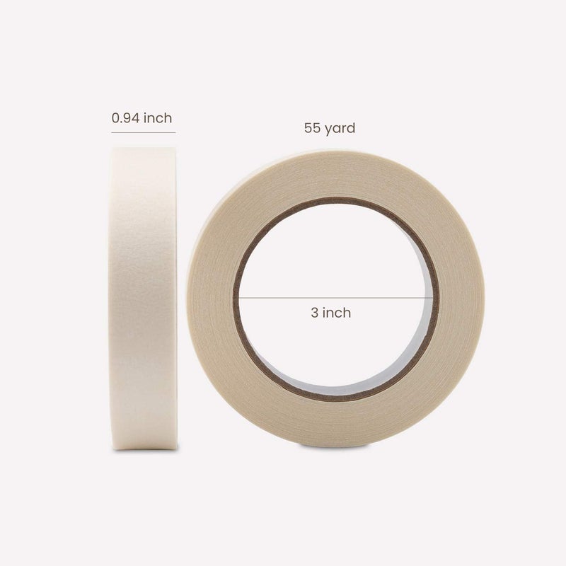 Lichamp Masking Tape 1 inch, 2 Pack General Purpose Beige Masking Tape White Masking Paper, 1 inch x 55 Yards x 2 Rolls (110 Total Yards) - Image 4